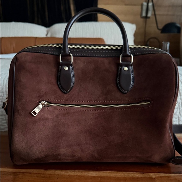 Coach Large Rowan Dark Brown Suede Satchel - Picture 5 of 8